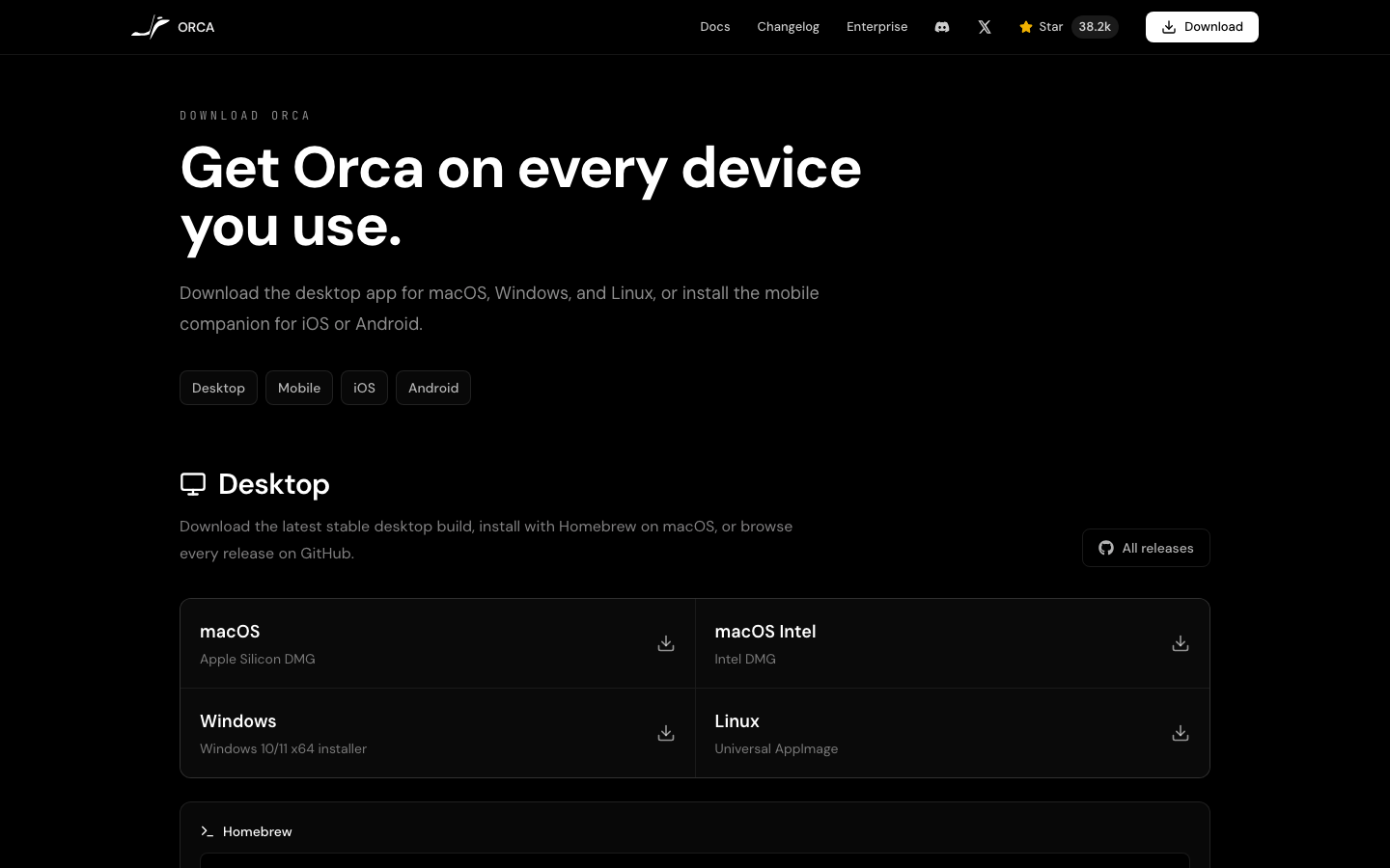 Orca 下載頁，選 Windows 10/11 x64 installer